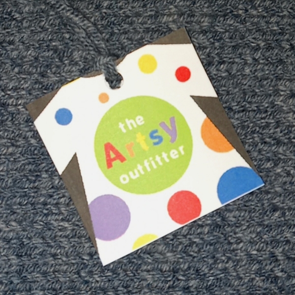 Handknit Baby Boy Winter Denim Tweed Retro 1960s Style Pompom Pixie Hat 12M - Picture 7 of 8